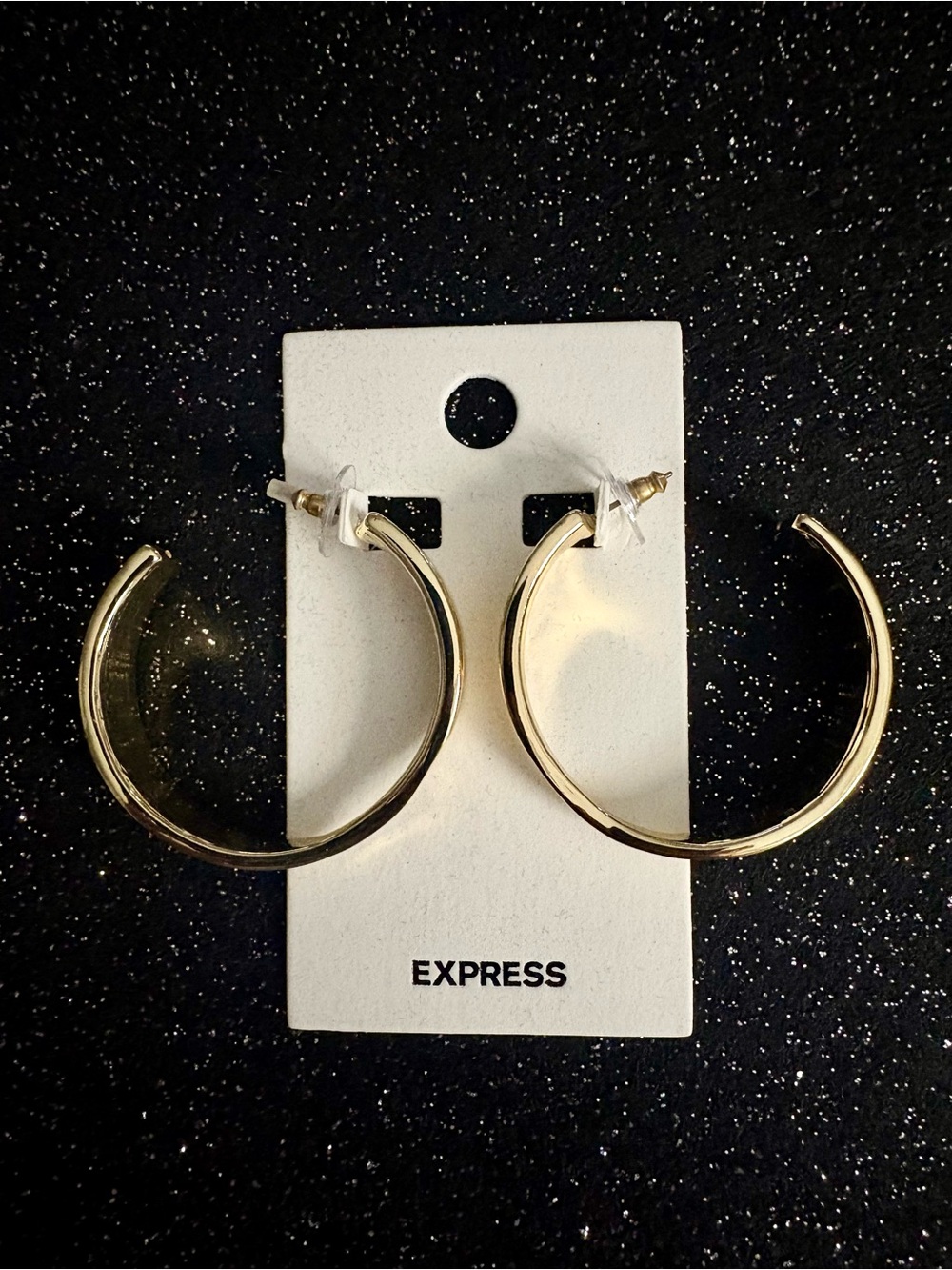 Express Shiny Gold Open Hoop Earrings